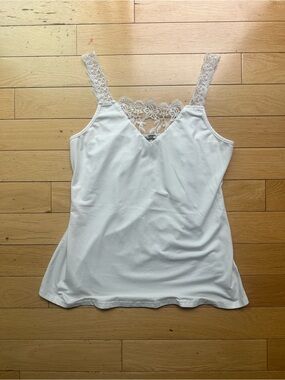 White Lace-Trim Camisole Top - Women's